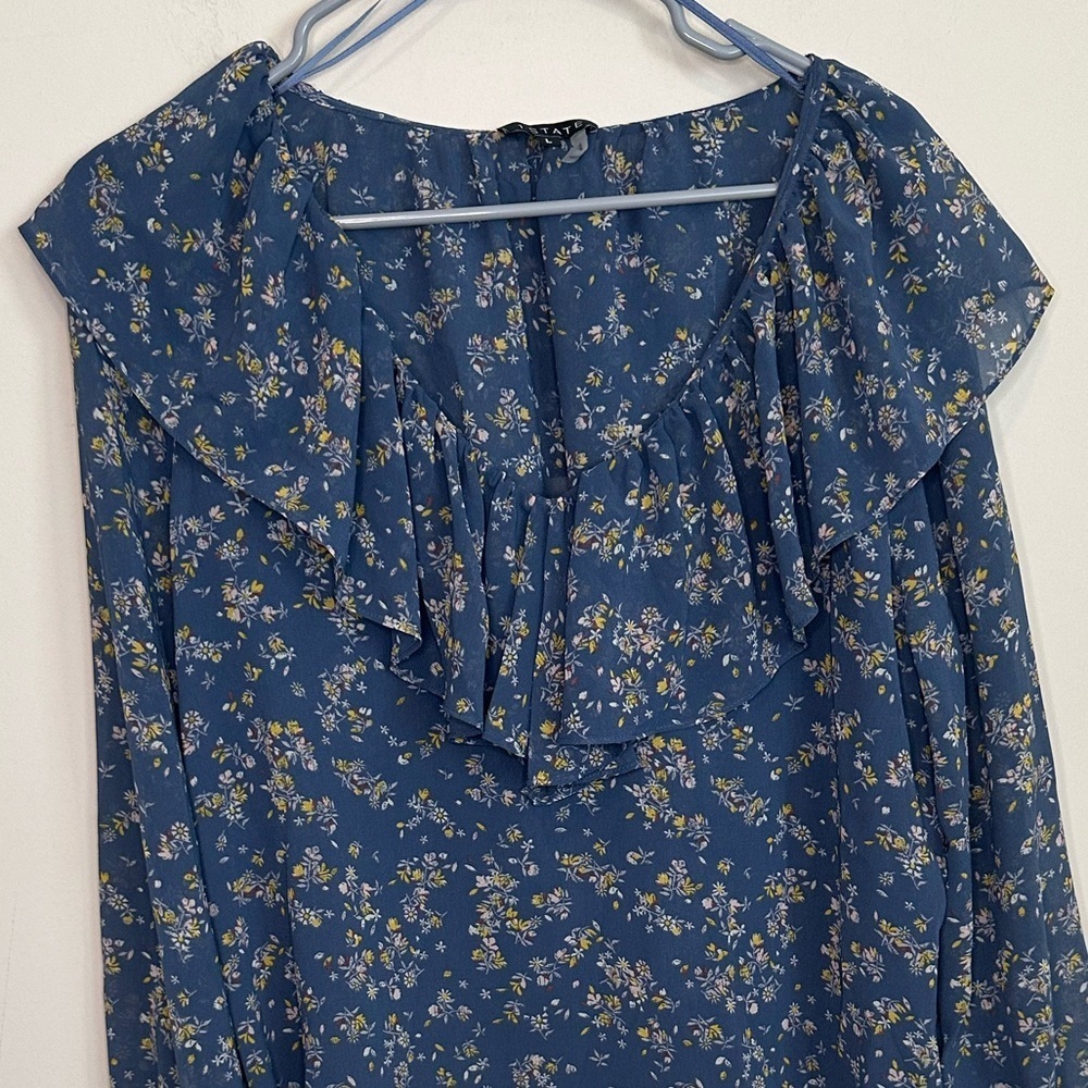 NWT 1. State•Nordstrom Floral Ruffle Collar Blouse Size Large - Picture 2 of 15